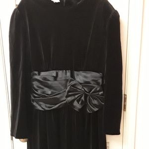 Black Velvet Bow Vintage Dress Boho Goth